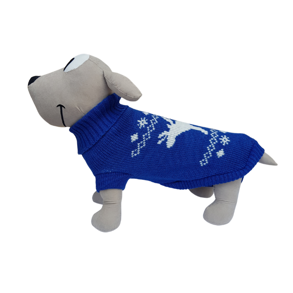 Sweterek dla psa świąteczny niebieski rozm.16